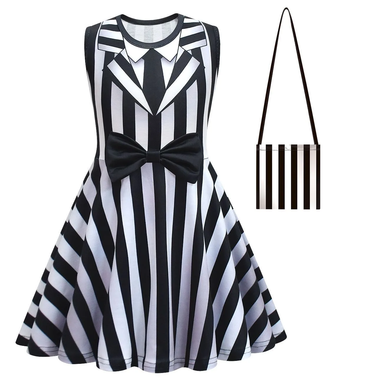 Детский костюм B-Beetlejuice 2 Underworld Mage BBeetleJuiceS карнавальный для девочек черно-белое