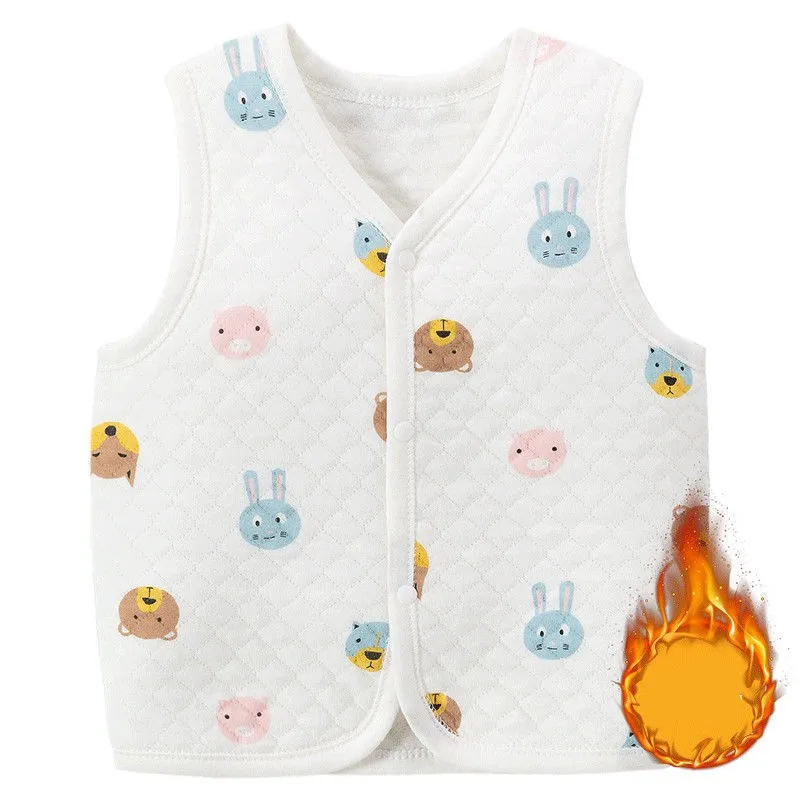 

Kids Cotton Waistcoat Newborn Baby Autumn Winter Vest Jacket Toddler Girl Cartoon Thicken Outwear Infant Boy Warm Coat 0-3 Years