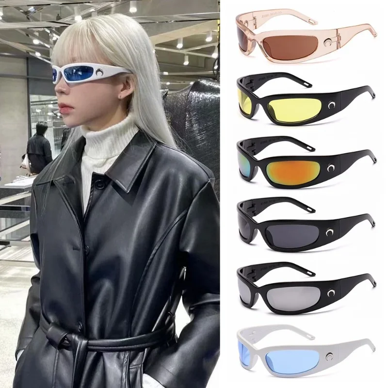 

2023 Fashion Designed Moon Rectangular Sunglasses Women Men Outdoor Cycling Sports UV400 Vintage Hip Hop Punk Sun Glasses