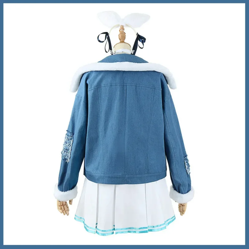FC6Аниме Виртуальный YouTuber Usada Pekora Косплей Костюм Парик Джинсовая Куртка JK Платье