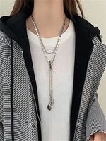 headphone sweater chain new tide titanium steel necklace with luxurious design sense