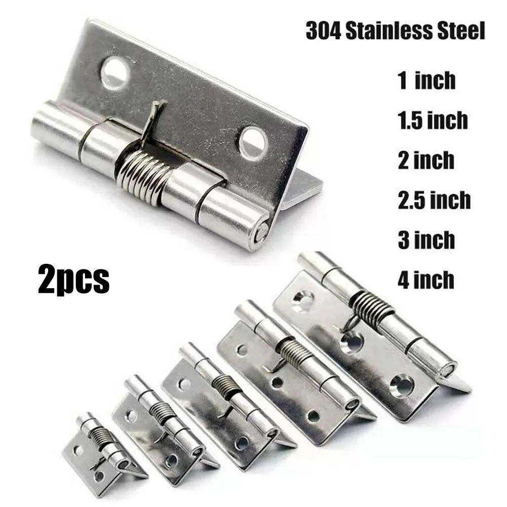 

2pcs Silver Spring Door Hinge Stainless Steel Self Closing Design Windows Cabinets Boxes Furniture Door Hardware 1/1.5/2/3Inch