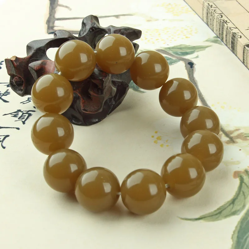 Синьцзян Хэтянь Коричневые нефритовые бусины Браслет с одним кольцом Циамо
