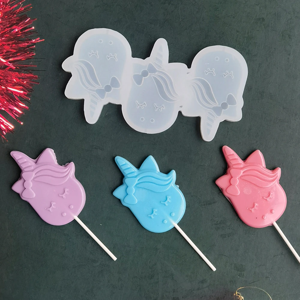 

Thickened Unicorn Lollipop Silicone Mold Chocolate Cheese Moulds DIY Candy Fondant Gadgets Cake Decorating Accessories Tool