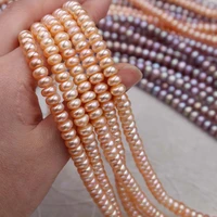 hot size 6 7mm natural pearl button loose beads 2a high quality freshwater pearl strand for woman pearl jewelry necklace diy
