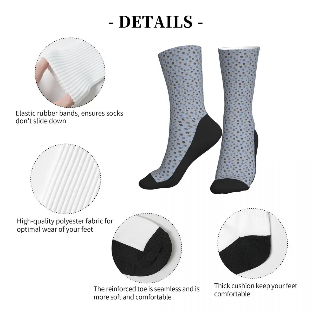 Забавный глюкометр модель 1 спортивные носки средней длины с черной подошвой для