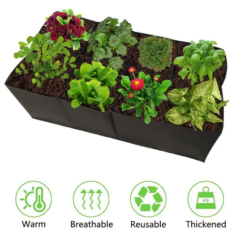 Тканевая поднятая садовая кровать прямоугольный плантатор с 8 ячейками для сада