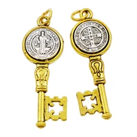 7pcs saint st benedict medal cross key spacer charm beads pendants alloy handmade jewelry diy t1692