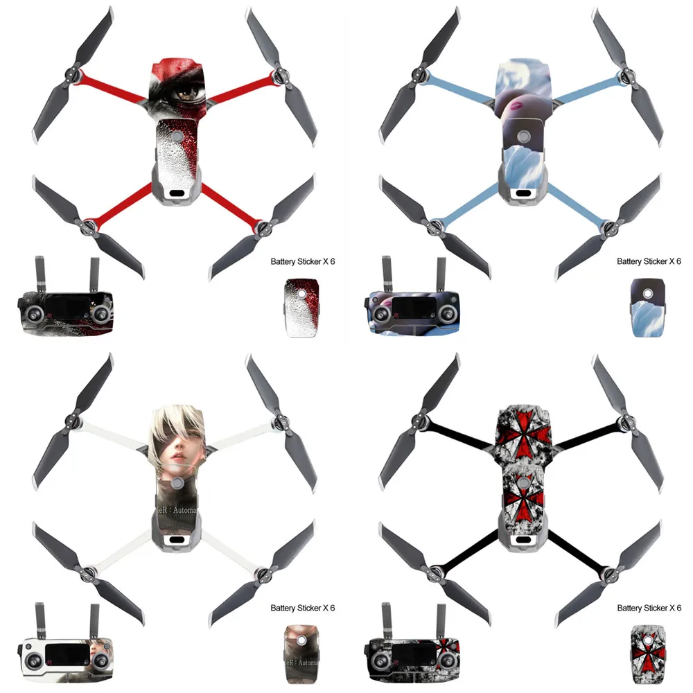 

God war Waterproof Decal Skin Decorative Stickers for DJI Mavic 2 Drone Skin for DJI Drone Skin and Controller Skin Blue fire