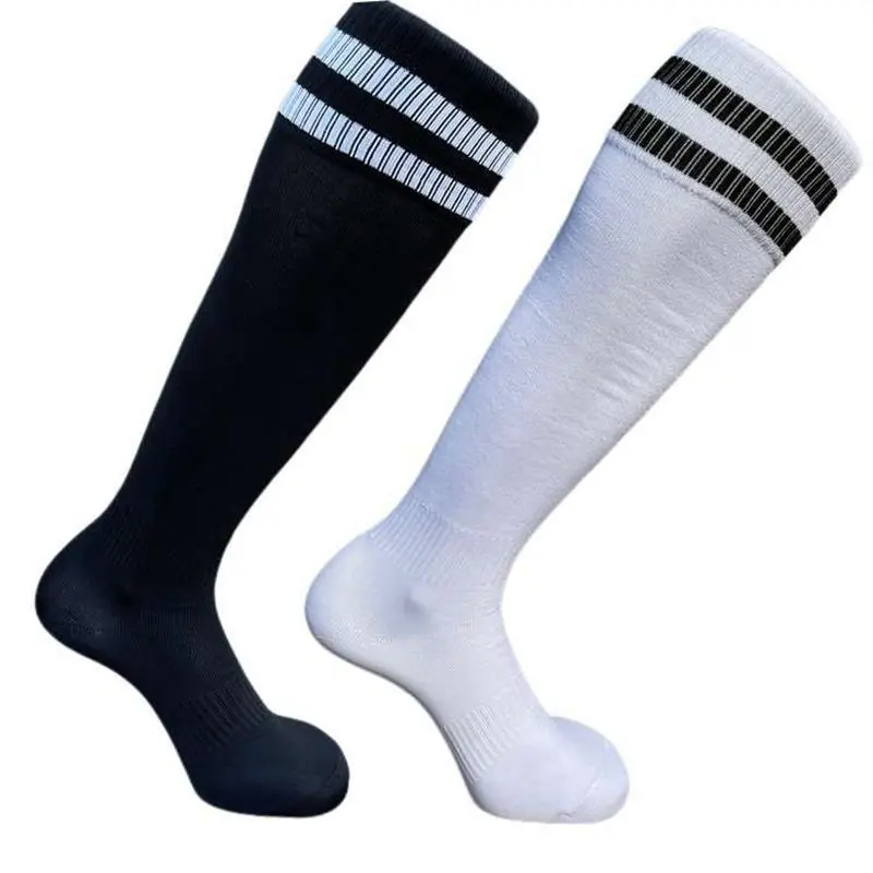Football Socks Male High Help Sports Socks Thin -the-knee Socks Students Training Adults Two Poles Stripe Stockings Soccer Socks