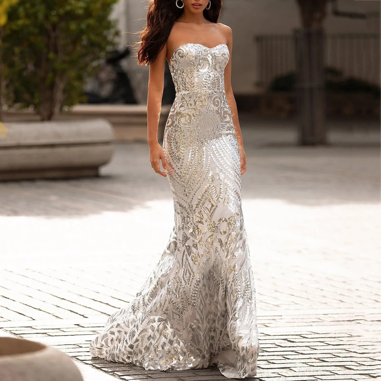 

Сексуальное женское платье, длинное облегающее платье без рукавов, без бретелек, облегающее женское платье, платье макси, женские летние пл...