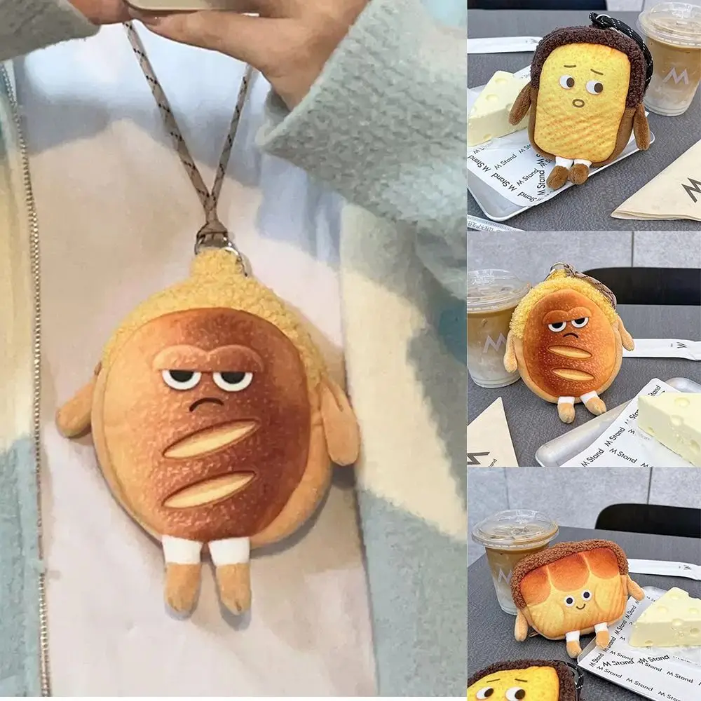 

Toast Coin Purse Mini Plush Bread Expression Plush Wallet Bag Pendant Girl