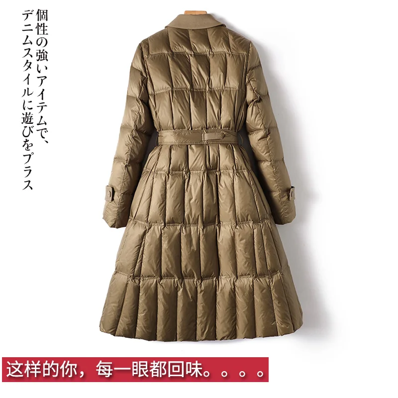 High-quality Casaco Feminino Inverno 2022 90% White Duck Down Long Jackets for Women Autumn/Winter High Street Adjustable Waist