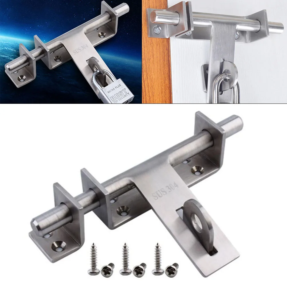 

1 Pc 170mm Thickening Stainless Steel Sliding Bolt Gate Latch Barrel Bolt with Padlock Hole Interior Door Latches Brushed Finish