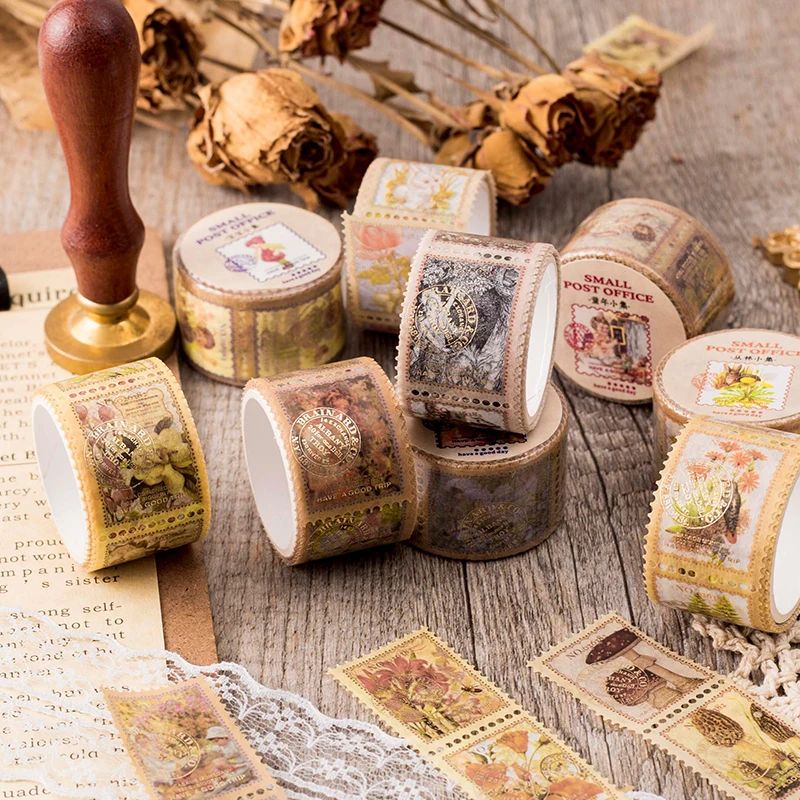 

1 Roll Retro Post Stamp Style Collection DIY Paper Tape Stickers
