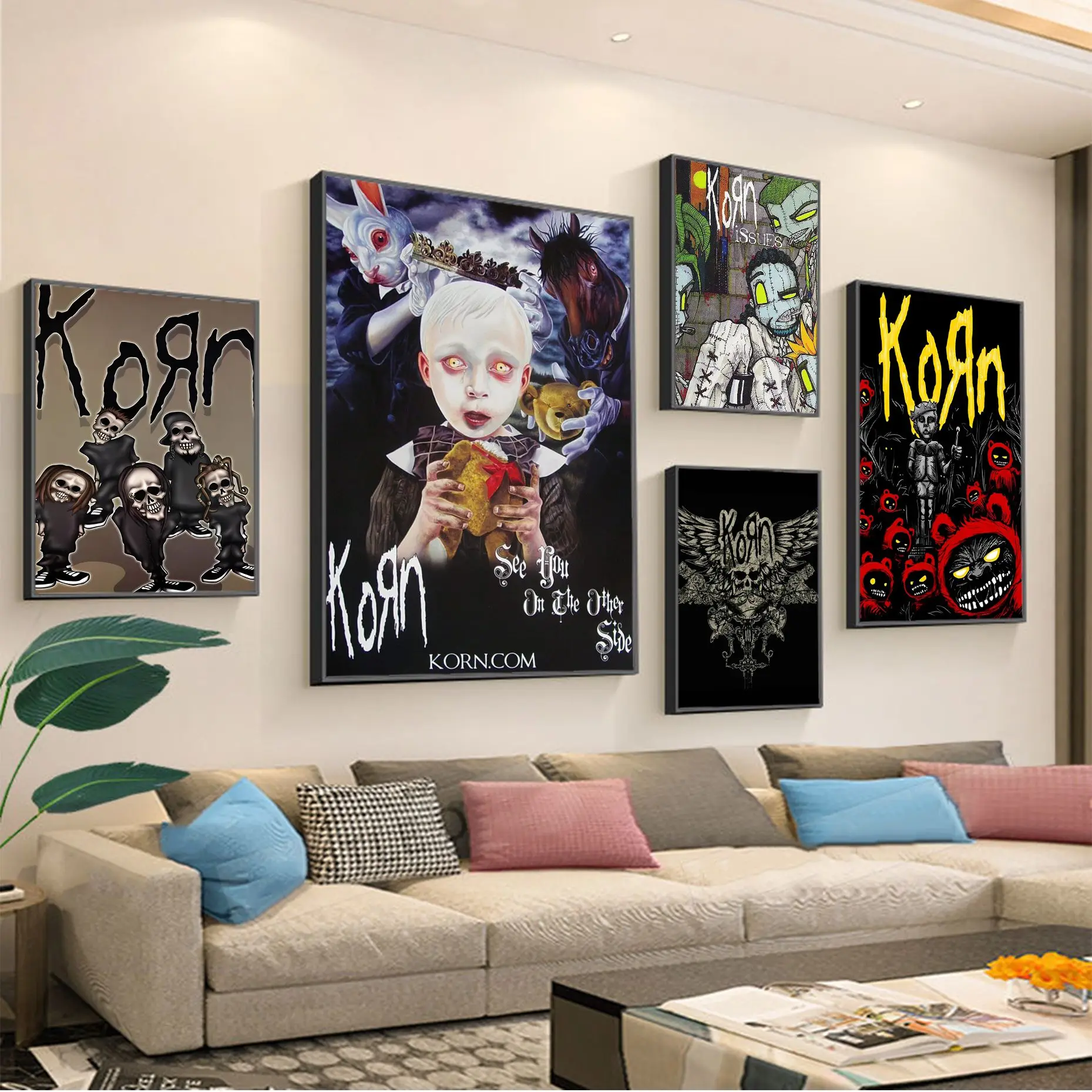 

Korn rock band Vintage Posters Sticky Vintage Room Bar Cafe Decor Aesthetic Art Wall Painting