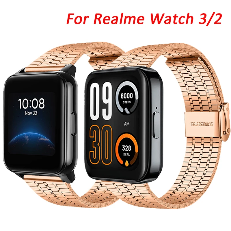 

For Realme Watch 3 Pro Watch Band Stainless Steel Strap For Realme Watch S Pro Metal Bracelet For Realme Watch 2 Pro Wristbands
