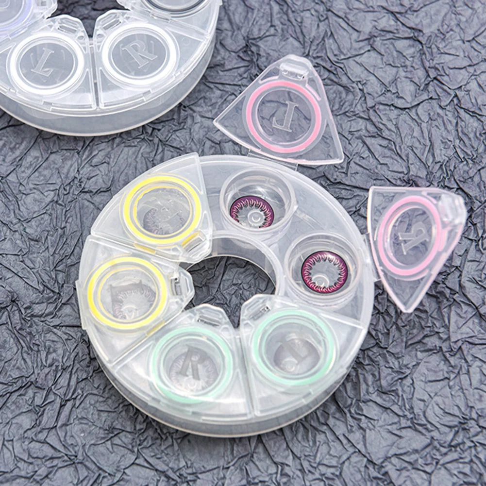 

3Pairs Color Contact Lens Case Candy Colored Round Eye Contact Lens Box Travel Contact Lenses Case for Women
