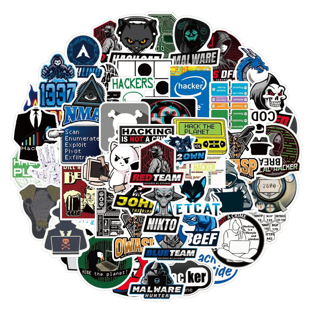 

10/30/50pcs New Hacker Graffiti Anime Stickers Creative Waterproof Luggage Notebook Scooter Water Cup Stickers