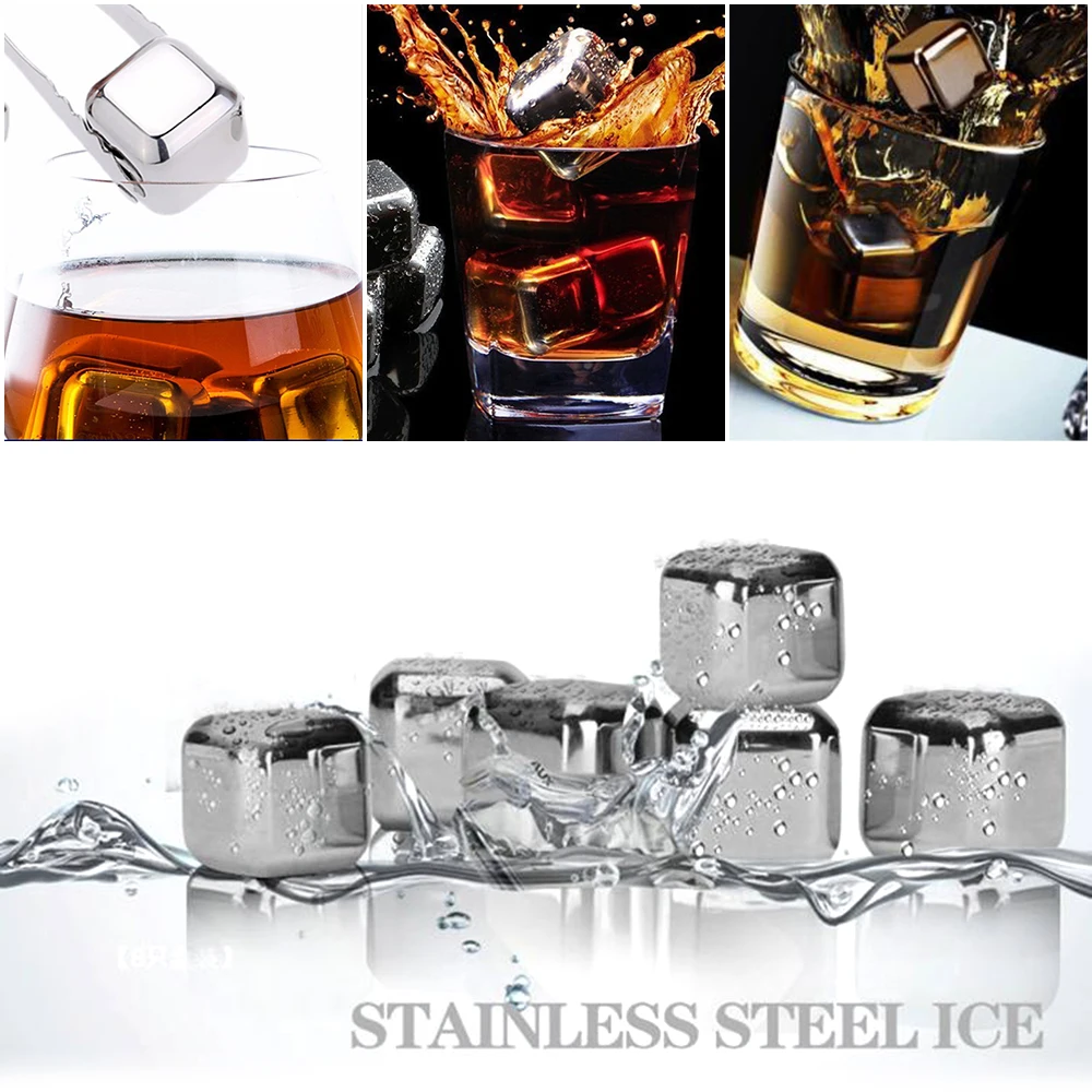 

Stainless Steel Ice Wine Whiskey Stone Ice Cubes Reusable Chilling tool Keep Drink Cold Longer Creative Practical Drink Supplies