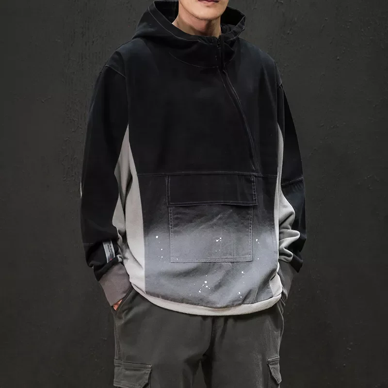 

Мужская осенняя куртка с капюшоном в стиле хип-хоп