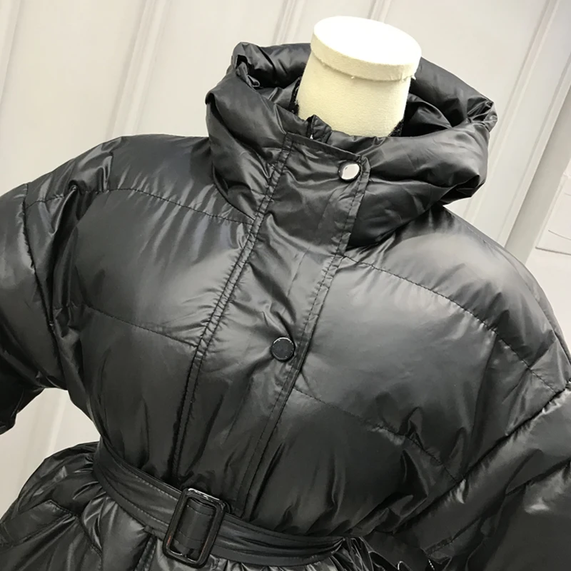 2023 New Jacket Women Winter 6 Colors Casual Warm Coat Femme Parkas with Belt Hooded Korean Style Black Autumn Female Clothing