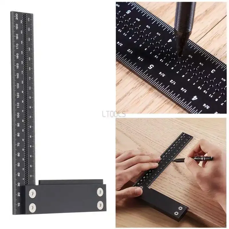 

200mm Precision L Square Ruler Woodworking T-type Measuring Marking Ruler Carpenter Professional Aluminum Framing Layout Gauge