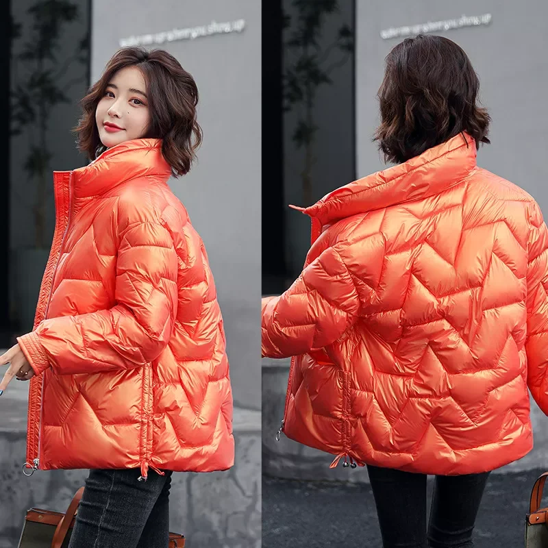 New2022 collar short bright face down jacket for women 2021 winter new small leisure short jacket 966