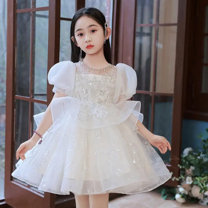 

Children's High-End Princess Evening Gown Sequined Design Wedding Birthday Party Catwalk Dresses For Girls Vestidos A1580