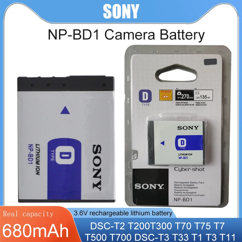 Оригинальный аккумулятор Sony 3 6 v NP-BD1 NP BD1 NP-FD1 FD1 620 мАч литиевая аккумуляторная