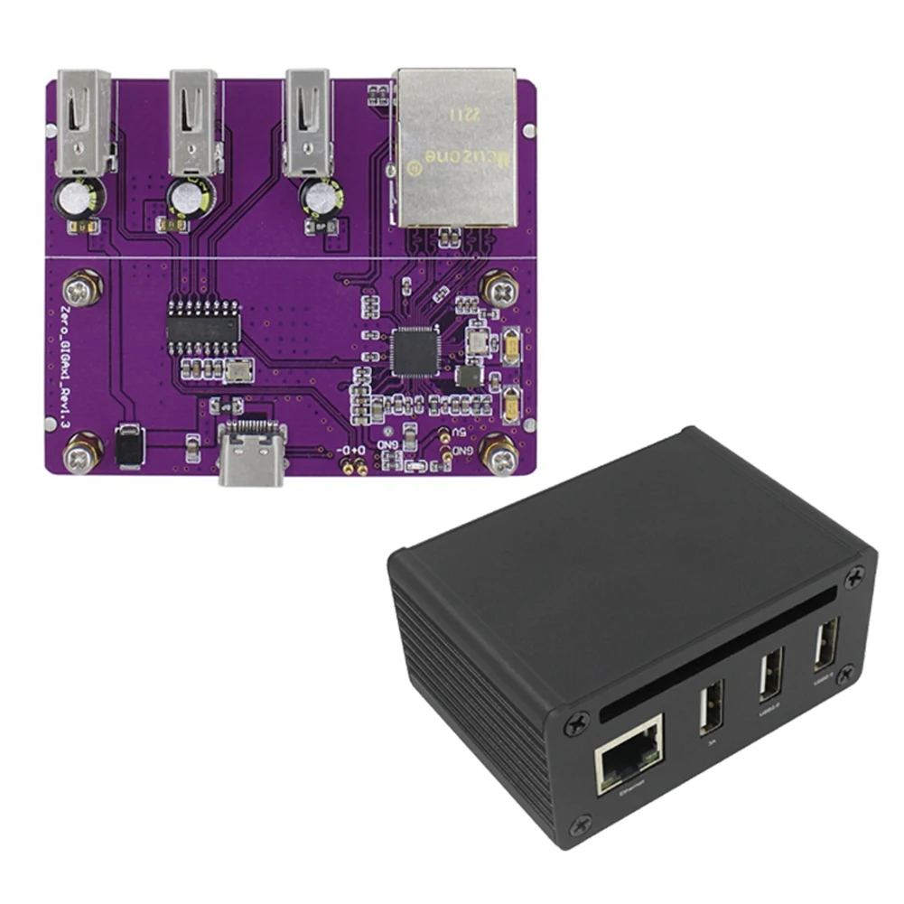 

For Raspberry Pi Zero W/2W Gigabit Ethernet Expansion Board+Aluminum Case USB to Ethernet USB HUB RJ45 HAT Type-C Zero