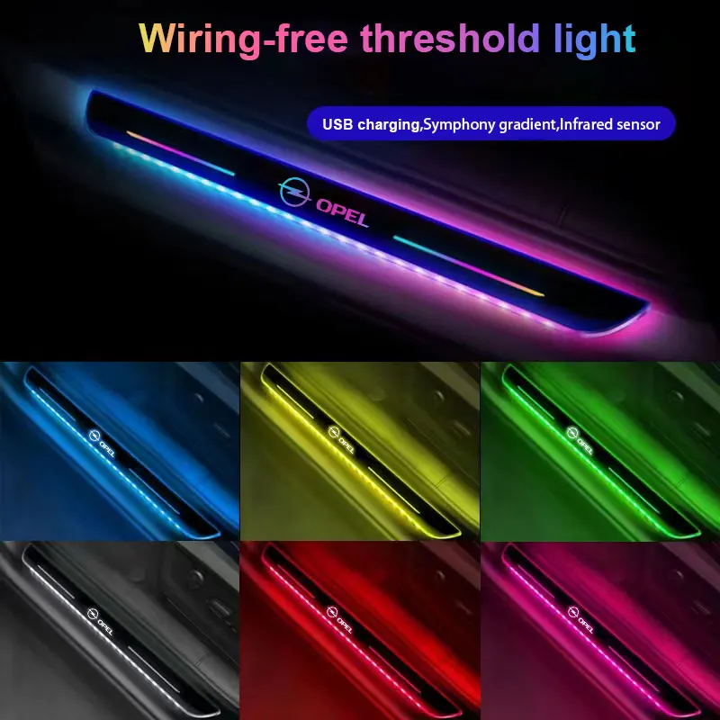 

Car Door Sill Lights with Logo Illuminated Welcome Lamp For Opel Astra J H Insignia Vectra C Corsa Symphony Wireless Sensor Car