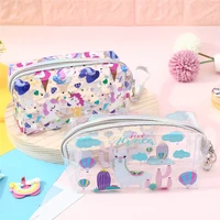 kawaii pencil case school cute unicorn pencilcase for girls transparent pen box large capacity stationery cosmetic bag big pouch