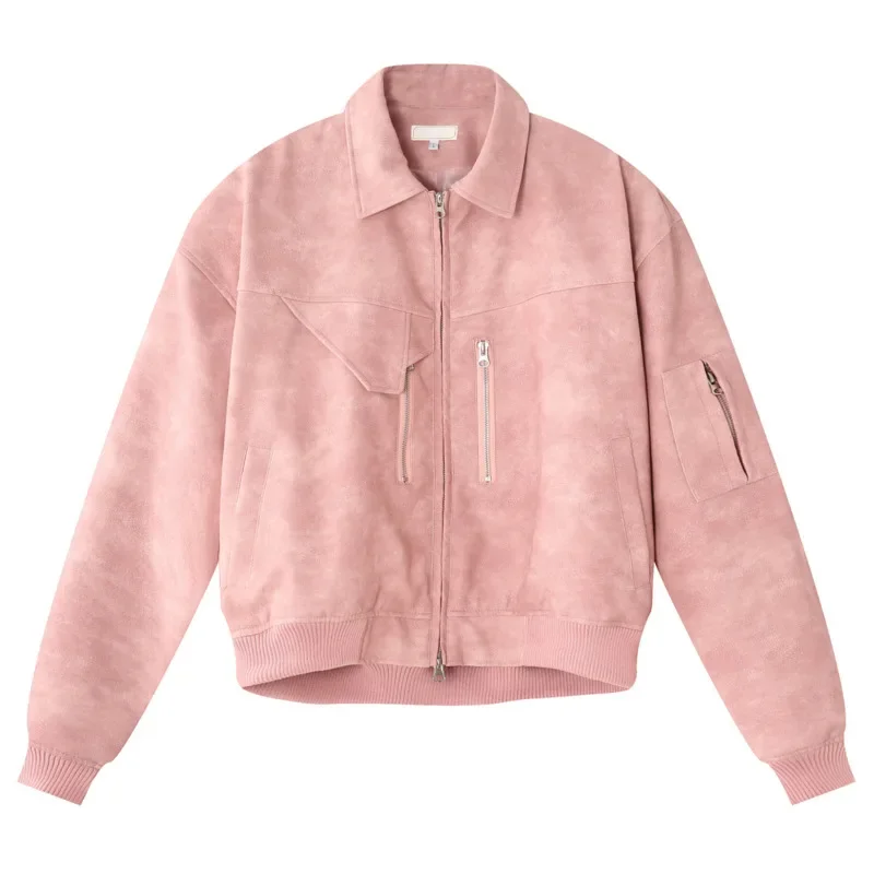 Мужская кожаная мотоциклетная куртка-бомбер из искусственной кожи