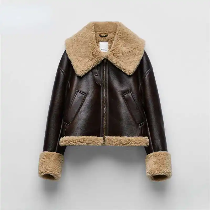 

Sided jacket 2021 Women's Winter Lambskin Faux fur Effect Double-sided jacket with Extra warmth