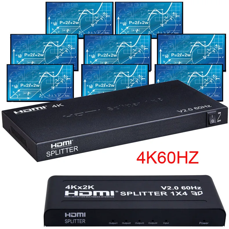 

4K 60hz 1x8 HDMI Splitter 1 IN 2 4 6 8 Output 1x2 1x4 HDMI Splitter HDMI 2.0 Audio Video Converter for PS4 PC DVD To TV Monitor