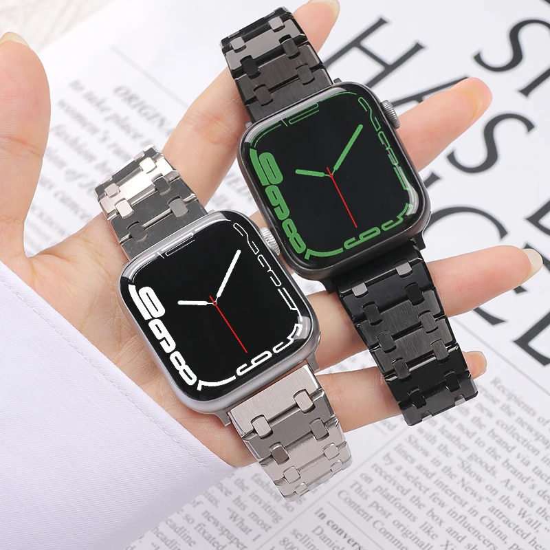 Business Watch Strap Bracelet For Apple Watch Band 7 45mm 44mm 42mm 38mm Metal Straps For iwatch Series 6 SE 5 4 3 2 Accessories