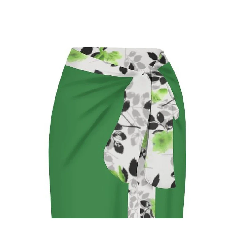 2023 Retro Two Piece Swimsuit Skirt Shoulder Strappy Swimsuit Print Floral Swimwear Women Slimming Bathing Suit Beach Wear Green