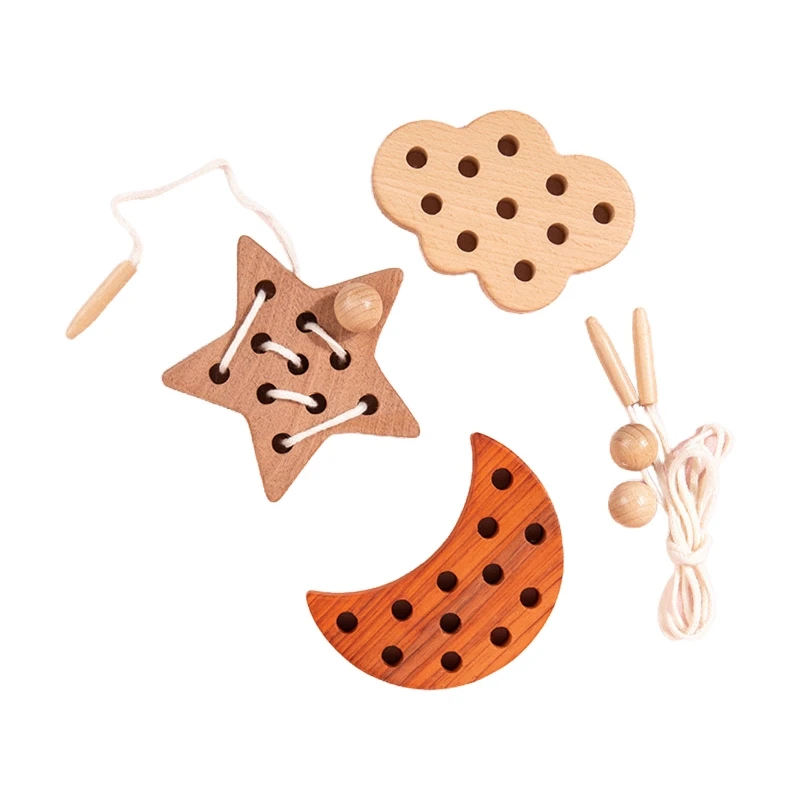 

Young Children's Early Education Cognitive Wooden Leaves Animal Threading Toys