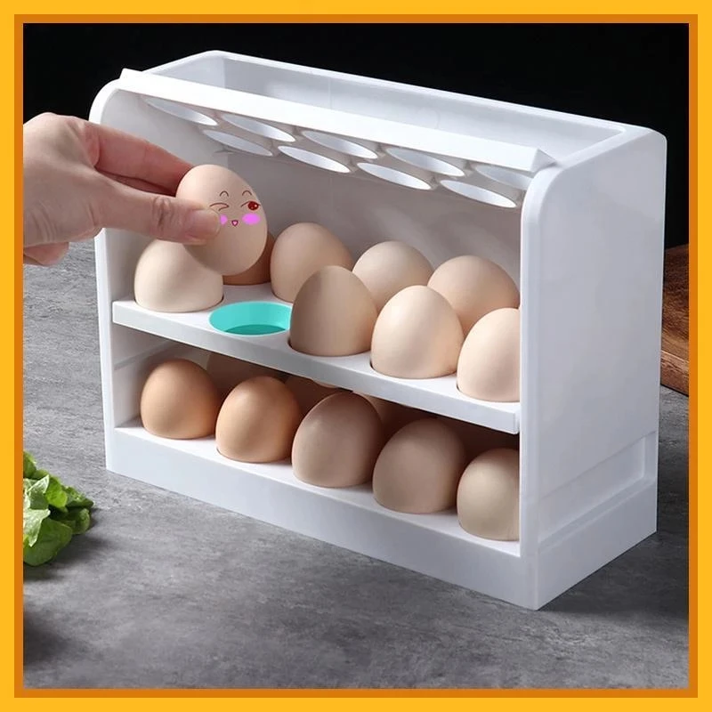

30 Grids Rotating Eggs Holder Organizer For Kitchen Fridge Eggs Organizer Container Egg Shelf Egg Fresh-keeping Case New