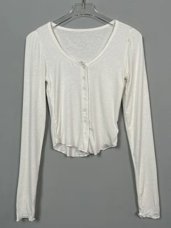 Осенняя корейская версия новый однобортный кардиган с квадратным вырезом и