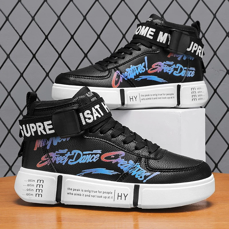 Brand Kids Casual Sneakers Children High-tops Sneakers Trendy Boys Basketball Sports Tennis Shoes Leather Non-Slip Footwear