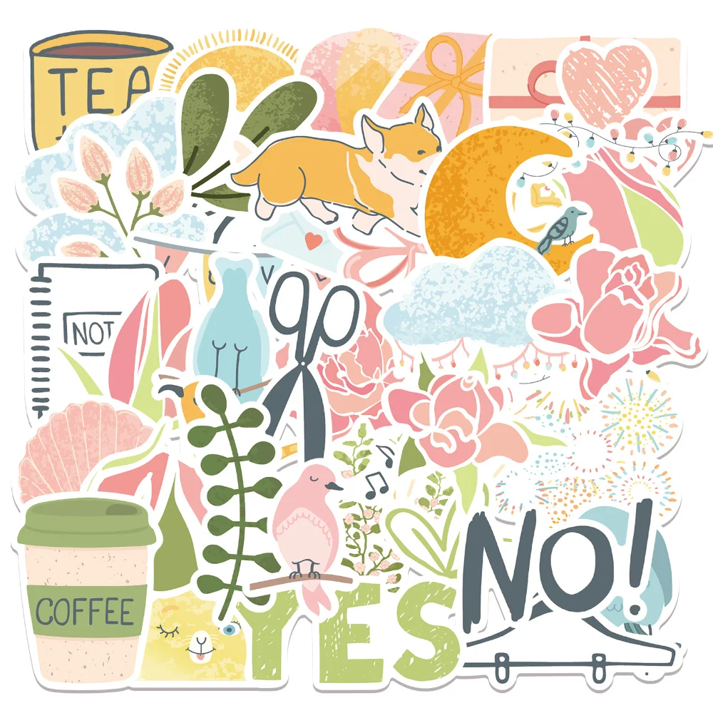 

49Pcs Vsco Funny Cartoon Graffiti Stickers Small Fresh Sunshine Aesthetic Art Notebook Diy Waterproof Pattern Stickers