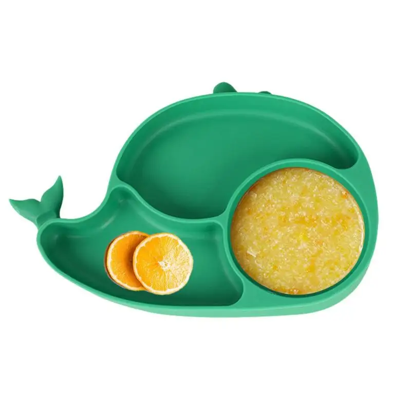 

Feeding Plates For Toddler Suction Food Dish With 3 Compartments Cartoon Whale Design Feeding Supplies Food Supplement Plate For