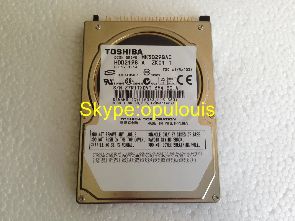 Диск MK3029GAC жесткий диск 30 Гб HDD2198 DC + 5 В 1.1A 8455 МБ для автомобильных аудиосистем chrysler