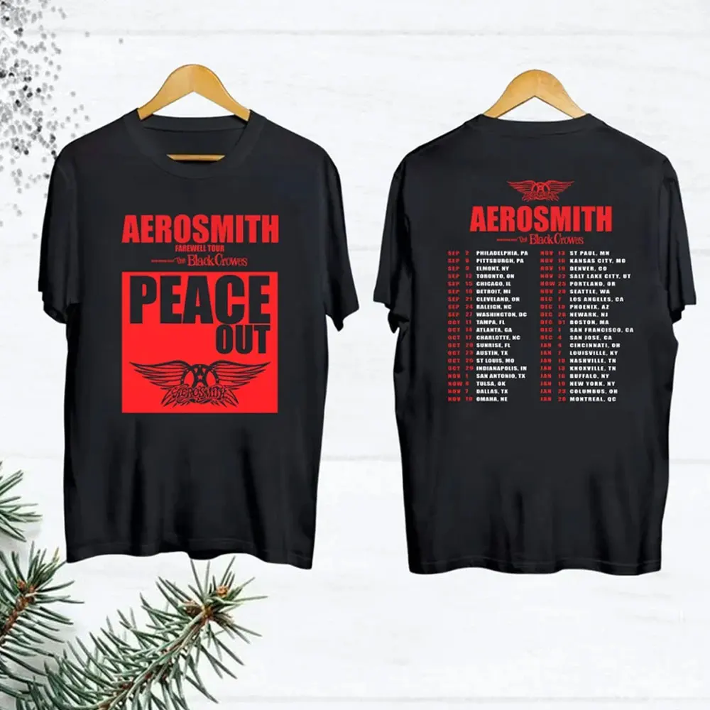 Фото Футболка-поклонник Aerosmith Peace Out Farewell Tour из 2024-2025 хлопка в подарок, рубашка-поклонник рок-группы Aerosmith в стиле 90-х, винтажная одежда Y2K, Топ №2