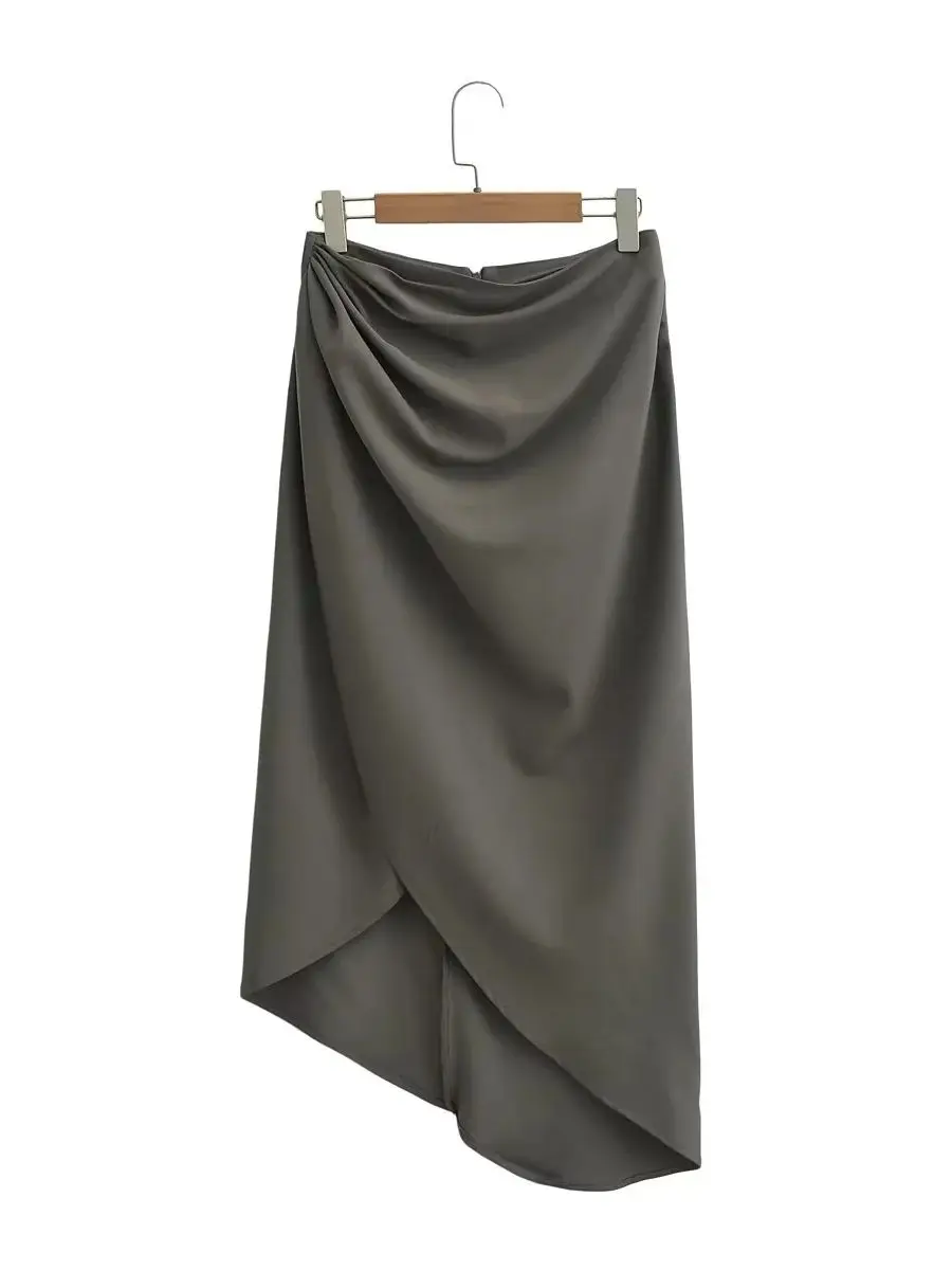 

DYLQFS 2023 новая летняя женская Однотонная юбка на пуговицах на молнии с карманами в винтажном стиле