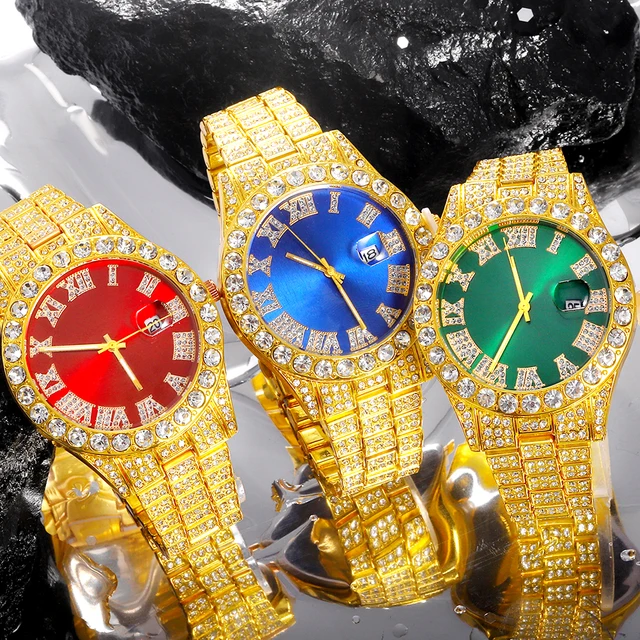 Diamond Men Women Watches Gold Watch Ladies Wrist Watch Luxury Rhinestone Unisex Bracelet Watches Female Clock Relogio Feminino 1