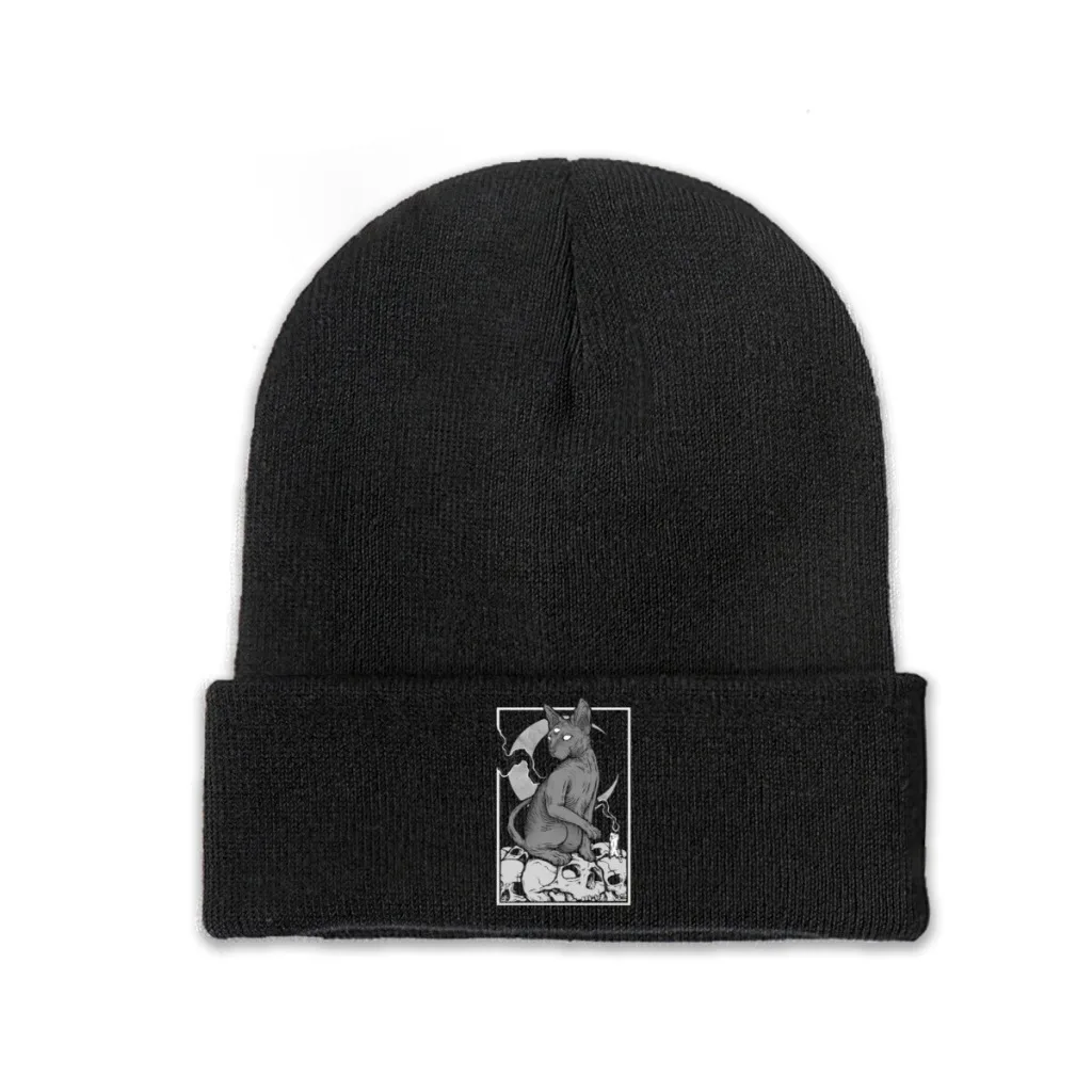 

Occult Cat Knitted Caps Women's Men's Beanies Winter Hat Polyester Canadian Hairless Sphynx Kitten Animal Pet Cute Warm Caps