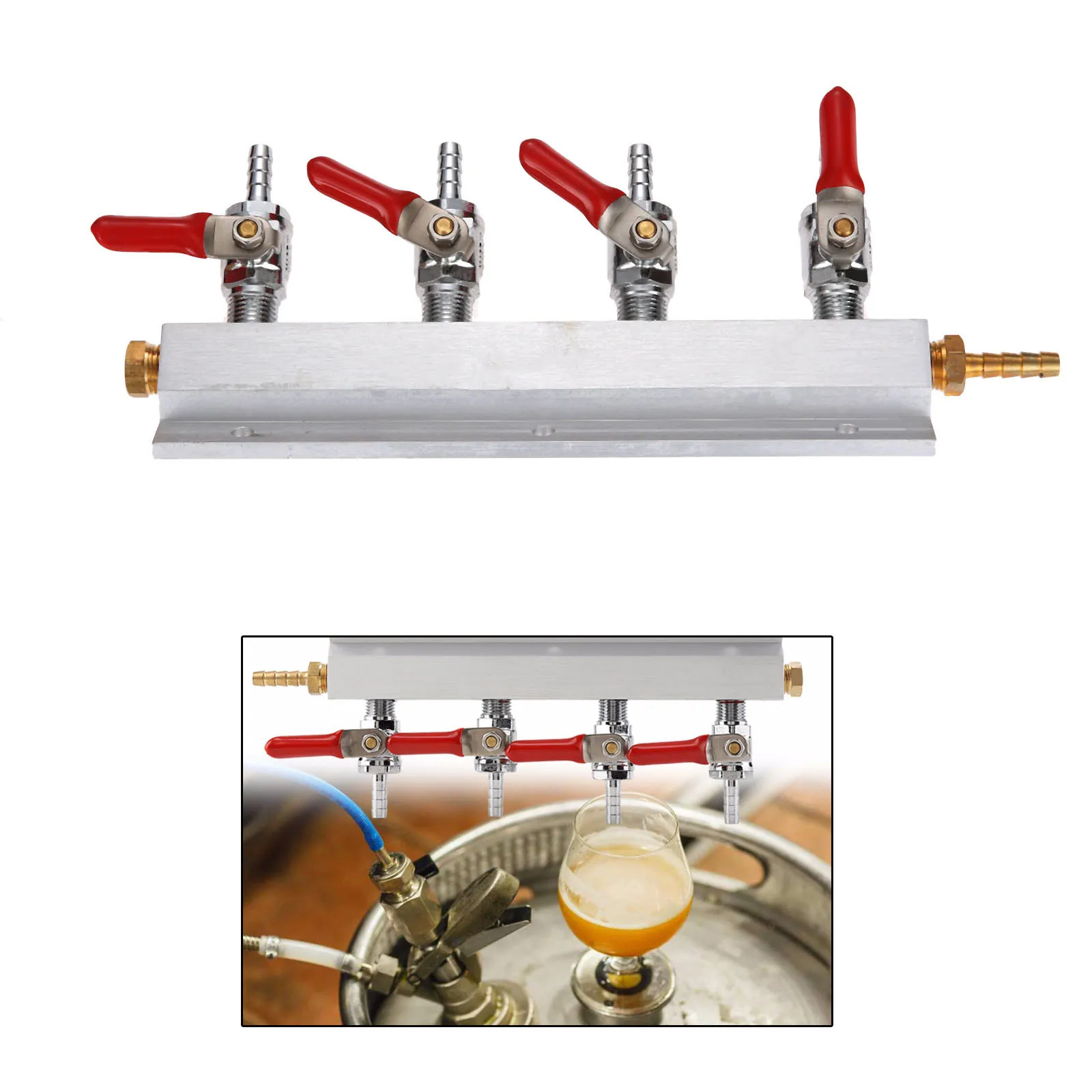 

1Pc Stainless Steel Beer Brewing Gas Manifold CO2 Distributor Splitter Beer Integrated Check Valves For Beer Making 2/3/4 Way